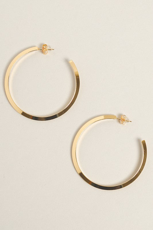 L-14K Gold Dipped Post Hoop Earrings