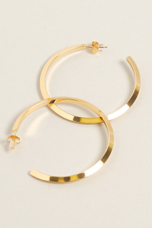 L-14K Gold Dipped Post Hoop Earrings