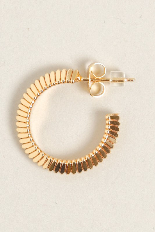 XS-14K Gold Dipped Textured Post Hoops