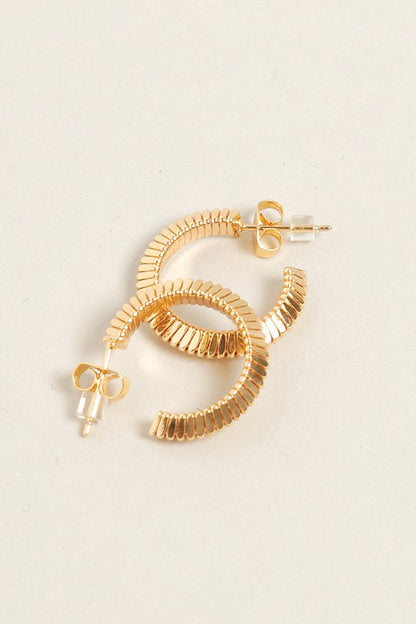 XS-14K Gold Dipped Textured Post Hoops