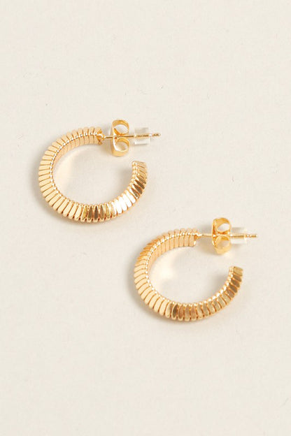 XS-14K Gold Dipped Textured Post Hoops