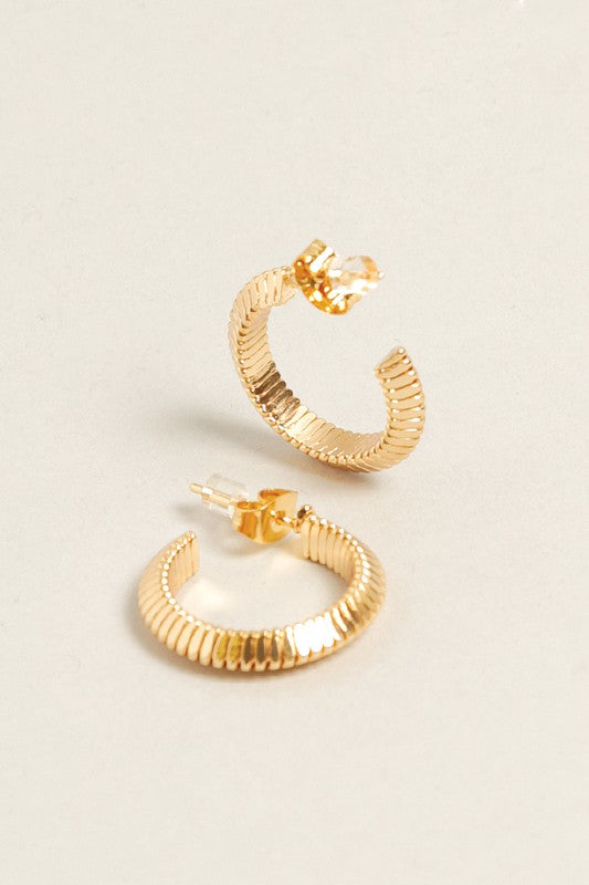 XS-14K Gold Dipped Textured Post Hoops