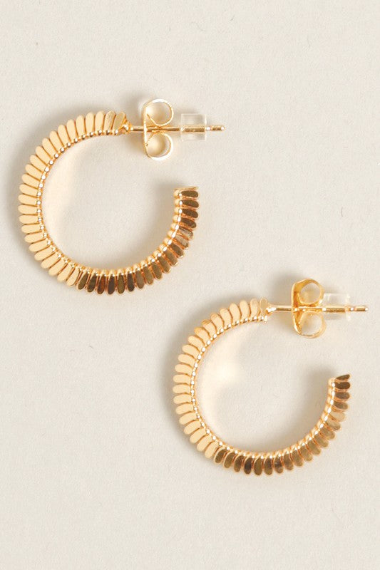 XS-14K Gold Dipped Textured Post Hoops