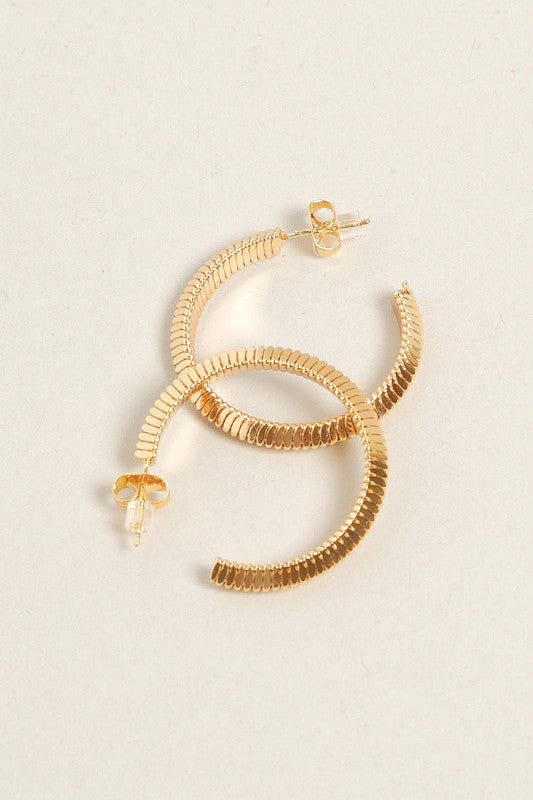 S-14K Gold Dipped Textured Post Hoops