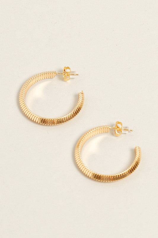 S-14K Gold Dipped Textured Post Hoops