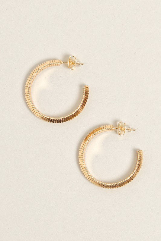 S-14K Gold Dipped Textured Post Hoops