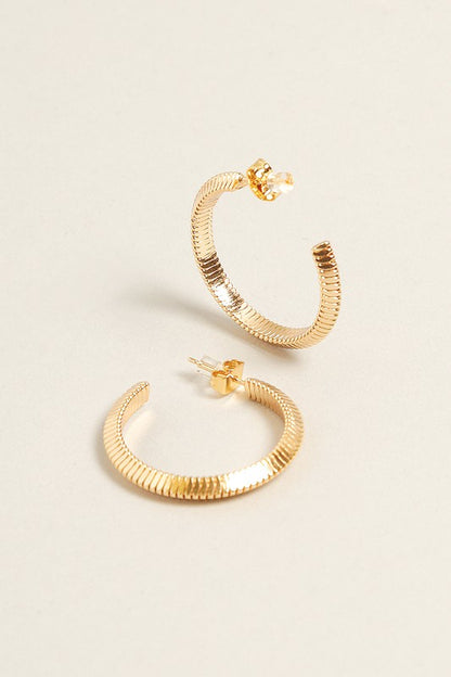 S-14K Gold Dipped Textured Post Hoops