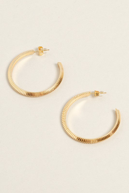 M-14K Gold Dipped Textured Post Hoops