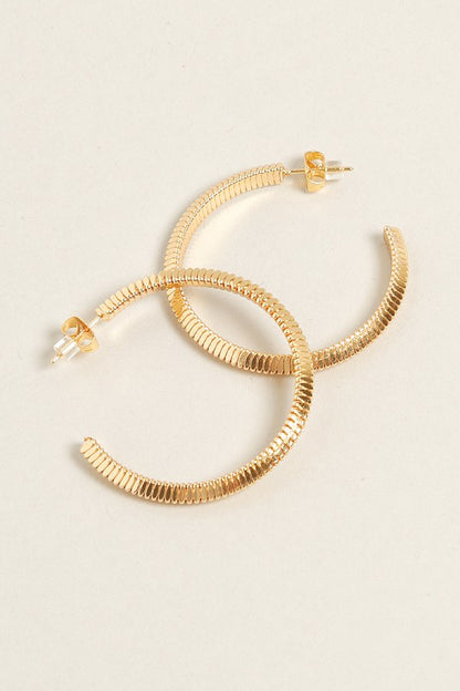 M-14K Gold Dipped Textured Post Hoops