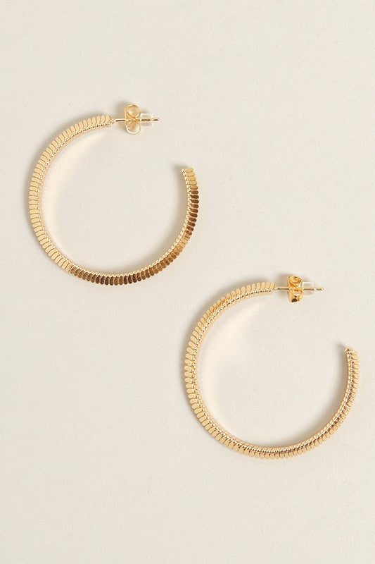 M-14K Gold Dipped Textured Post Hoops