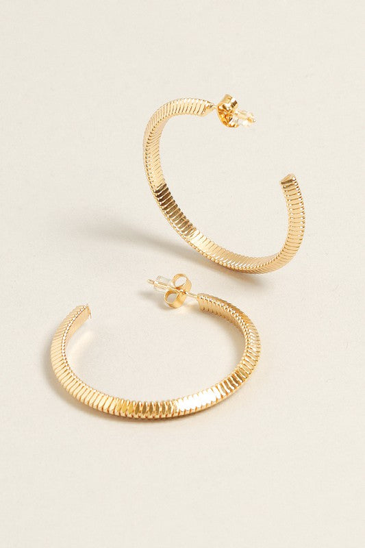 M-14K Gold Dipped Textured Post Hoops