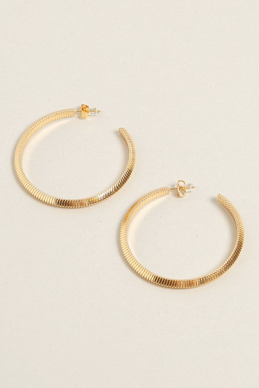 L-14K Gold Dipped Textured Post Hoops