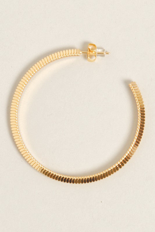 L-14K Gold Dipped Textured Post Hoops