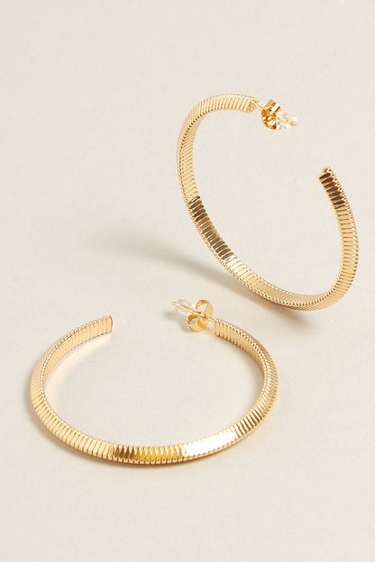 L-14K Gold Dipped Textured Post Hoops