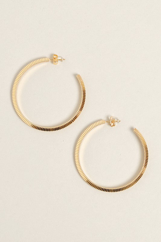 L-14K Gold Dipped Textured Post Hoops