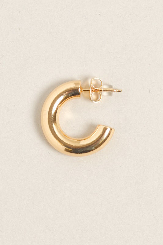 Small -14K Gold Dipped Post Hoop Earrings