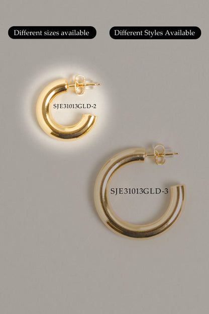 Small -14K Gold Dipped Post Hoop Earrings