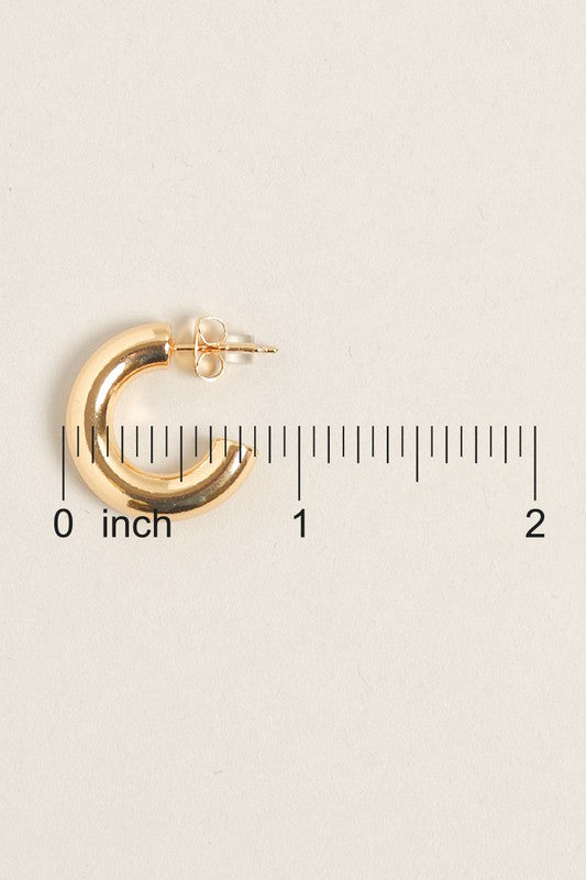 Small -14K Gold Dipped Post Hoop Earrings