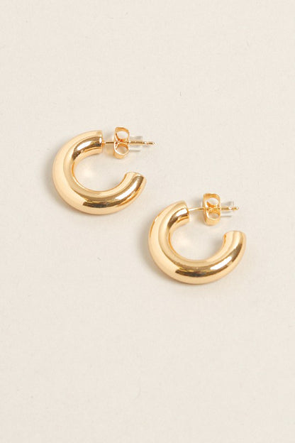 Small -14K Gold Dipped Post Hoop Earrings