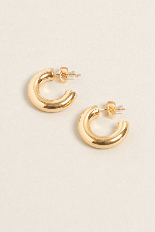 Small -14K Gold Dipped Post Hoop Earrings