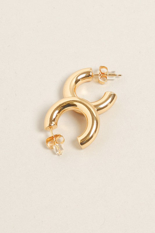 Small -14K Gold Dipped Post Hoop Earrings