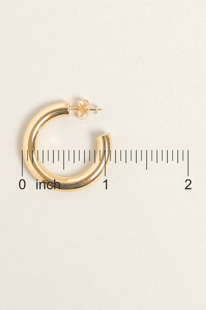 Large -14K Gold Dipped Post Hoop Earrings