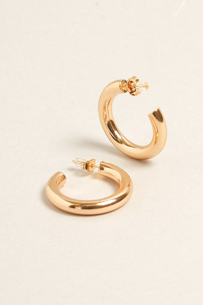 Large -14K Gold Dipped Post Hoop Earrings