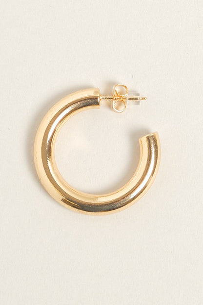 Large -14K Gold Dipped Post Hoop Earrings