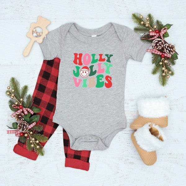 Holly Jolly Vibes Smile Baby Onesie