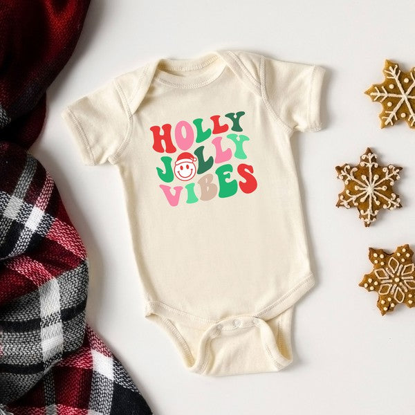 Holly Jolly Vibes Smile Baby Onesie