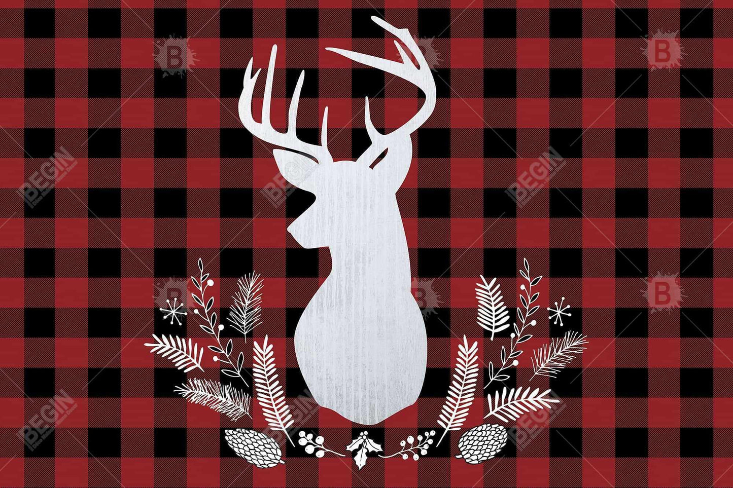 Deer plaid - 20x30 Print on canvas