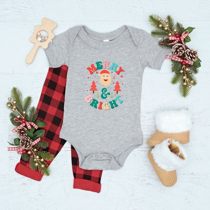 Retro Merry And Bright Santa Baby Onesie