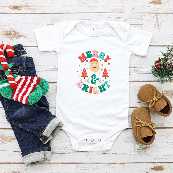 Retro Merry And Bright Santa Baby Onesie