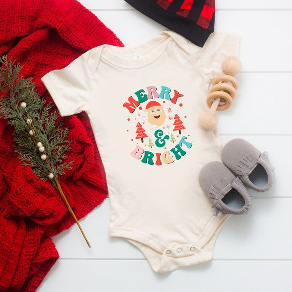 Retro Merry And Bright Santa Baby Onesie