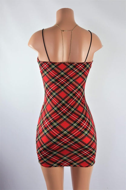 Christmas plaid mini dress