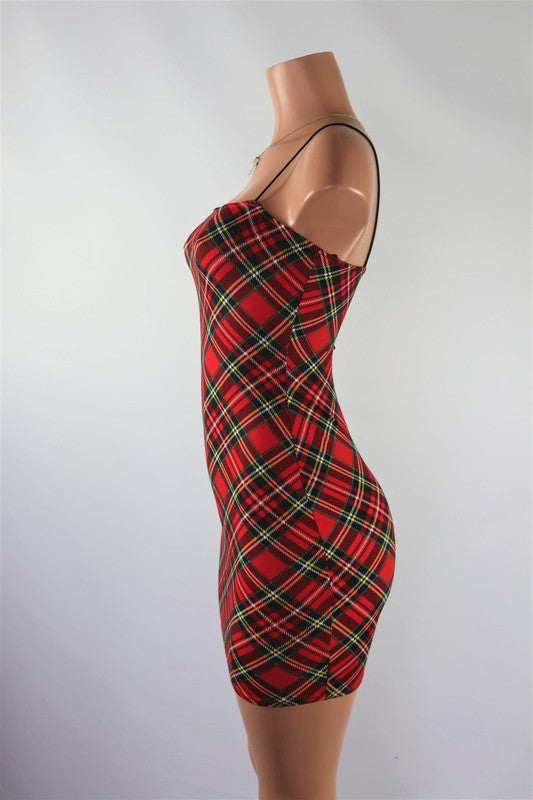 Christmas plaid mini dress