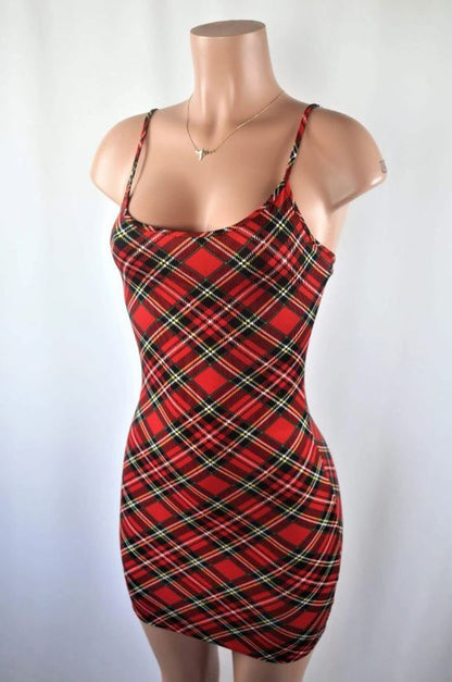 Christmas plaid mini dress