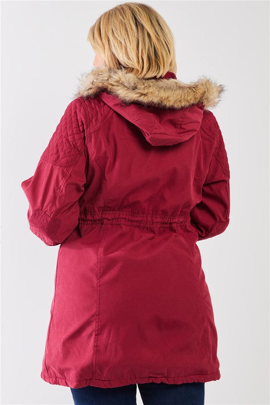 Vegan Fur Cotton Twill Parka Jacket