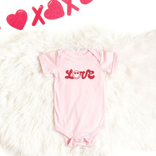 Love Smiley Face Baby Onesie