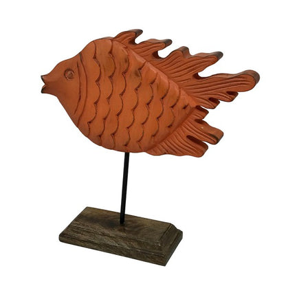 Sonny Sunfish Hand-Carved Wood Figure on Stand