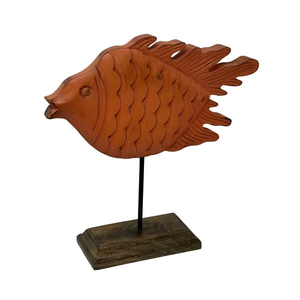 Sonny Sunfish Hand-Carved Wood Figure on Stand