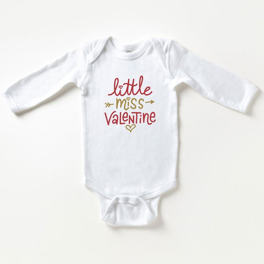 Little Miss Valentine Long Sleeve Onesie