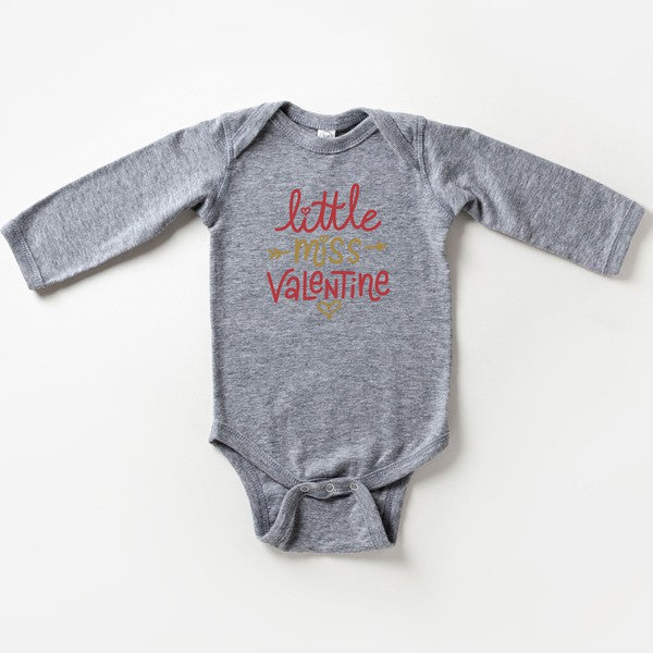 Little Miss Valentine Long Sleeve Onesie