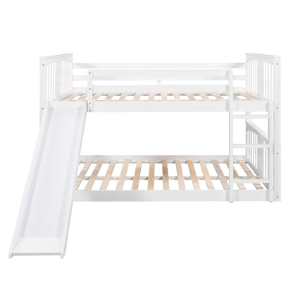 Full Over Full Bunk Bed with Ladder with Slide, White (Old SKU :LP000208AAK)