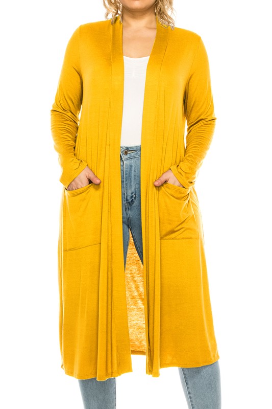 Plus size, solid duster cardigan