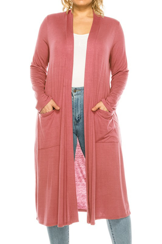 Plus size, solid duster cardigan