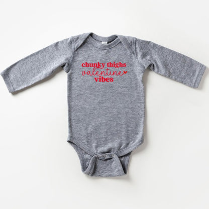 Chunky Thighs Valentine Vibes Long Sleeve Onesie