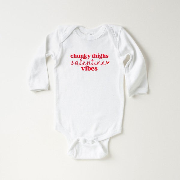 Chunky Thighs Valentine Vibes Long Sleeve Onesie