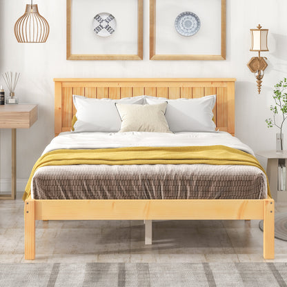 Platform Full Bed with Headboard,Natural