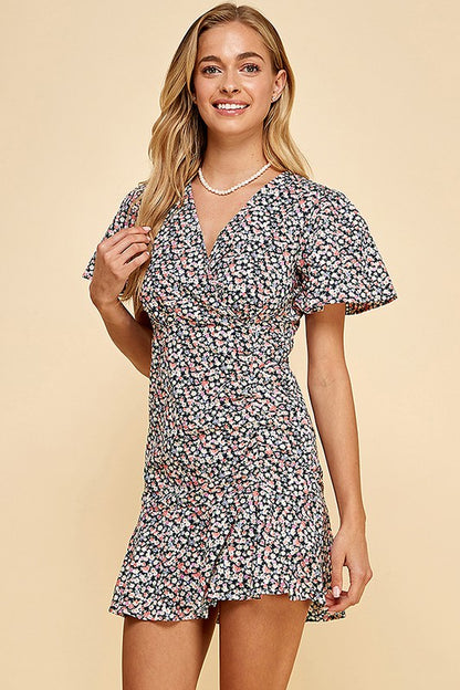 Floral Puff Sleeve Mini Dress